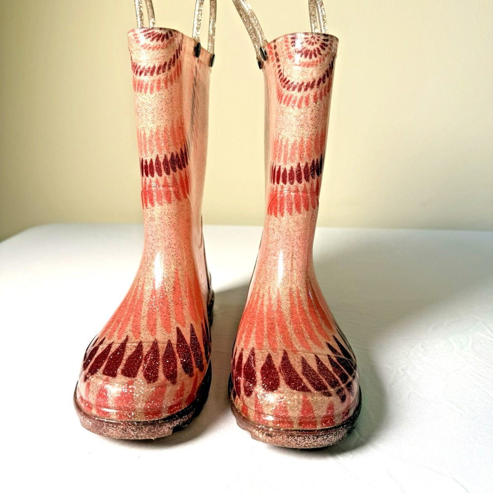 Western Chief Girls Tie Dye Lighted-Rose-Gold Rubber Boots Size 1 Rare